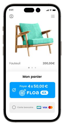 Payez en 3x, 4x, 10x par carte bancaire avec Floa chez